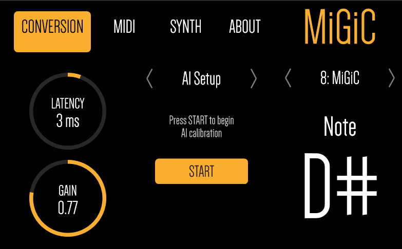 MiGiC NX — AI Setup one-touch calibration